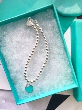 Silver and Blue Beaded Bracelet with Turquoise Accent